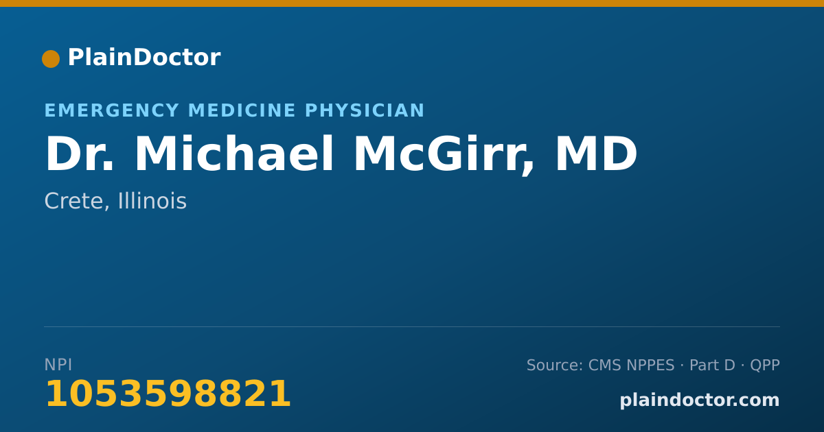 Shareable card for Michael McGirr, MD - Emergency Medicine Physician, Crete, IL