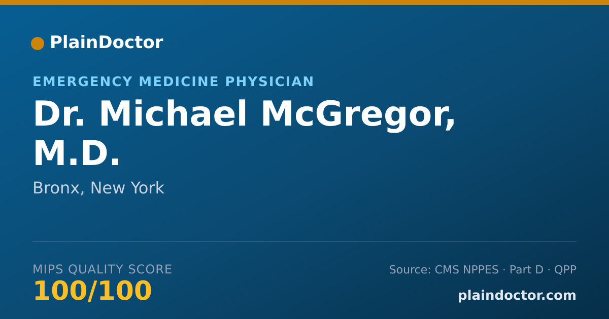 Shareable card for Michael McGregor, M.D. - Emergency Medicine Physician, Bronx, NY