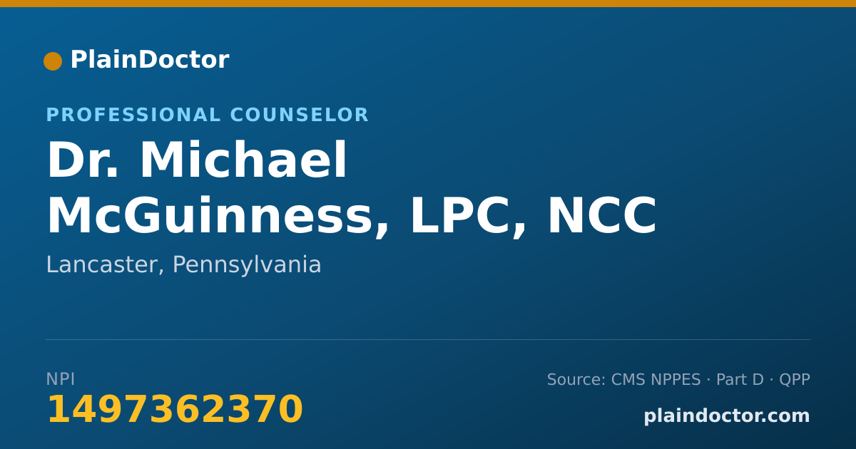 Shareable card for Michael McGuinness, LPC, NCC - Professional Counselor, Lancaster, PA
