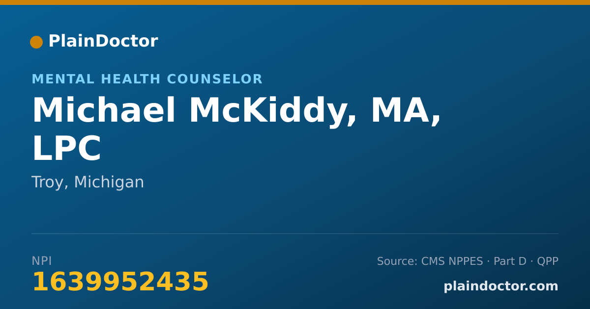 Shareable card for Michael McKiddy, MA, LPC - Mental Health Counselor, Madison Heights, MI