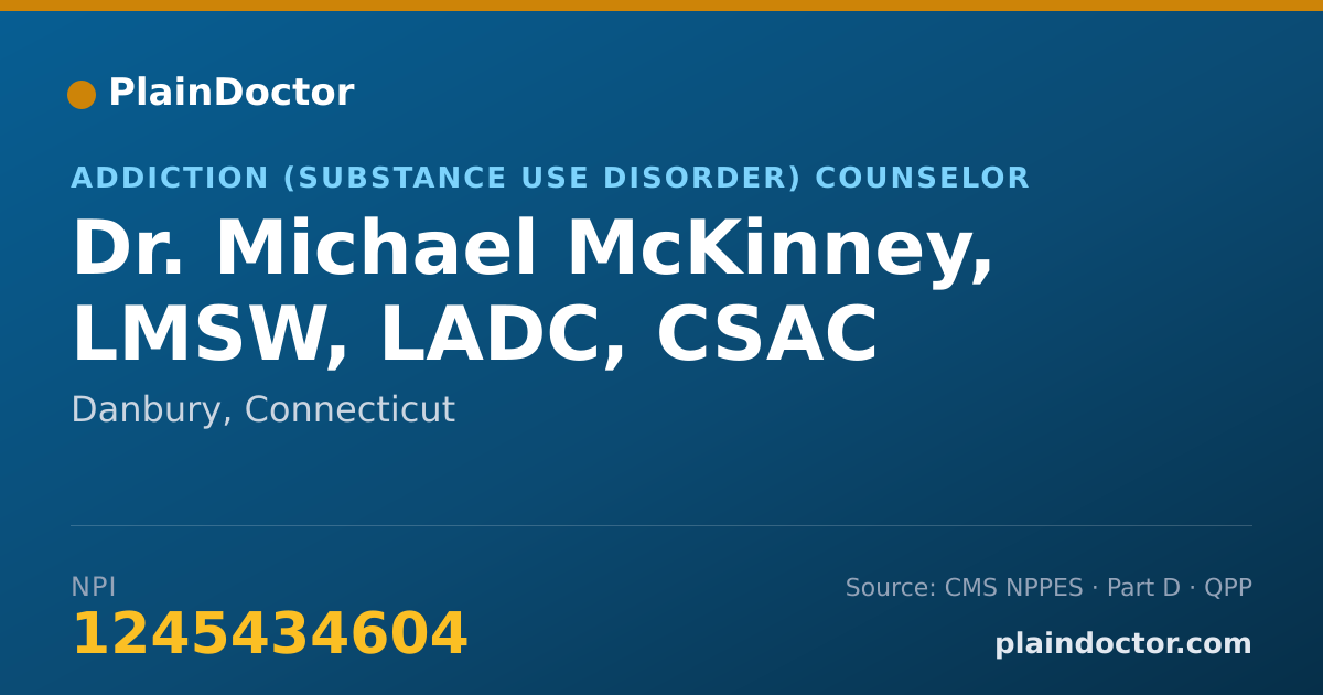 Shareable card for Michael McKinney, LMSW, LADC, CSAC - Addiction (Substance Use Disorder) Counselor, Danbury, CT