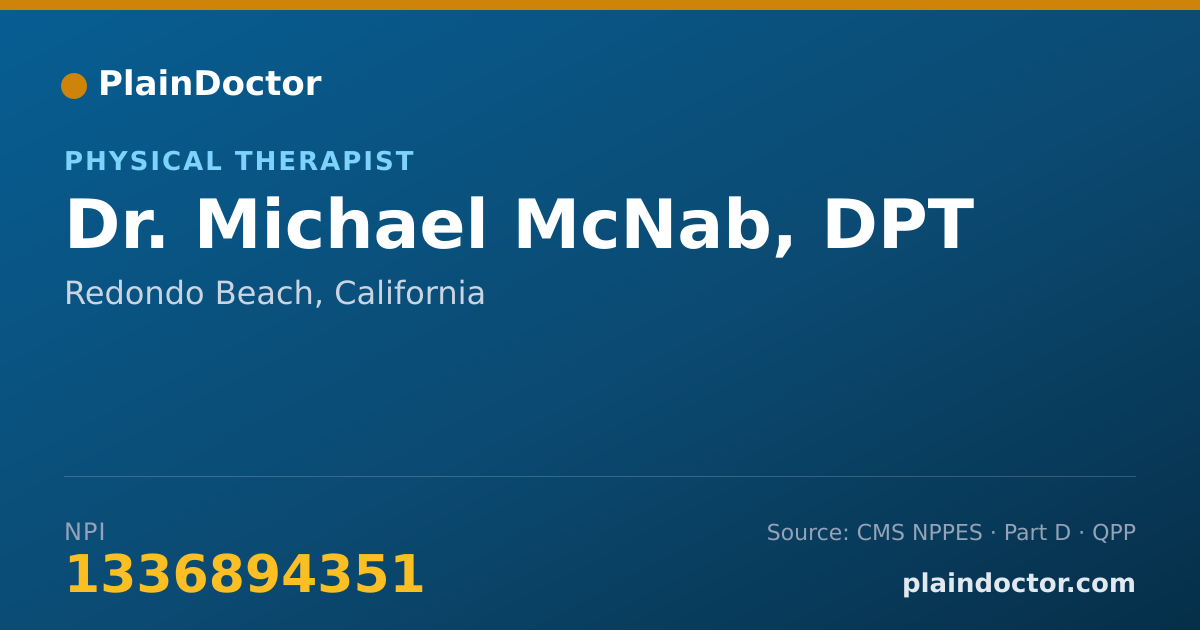 Shareable card for Michael McNab, DPT - Physical Therapist, Redondo Beach, CA