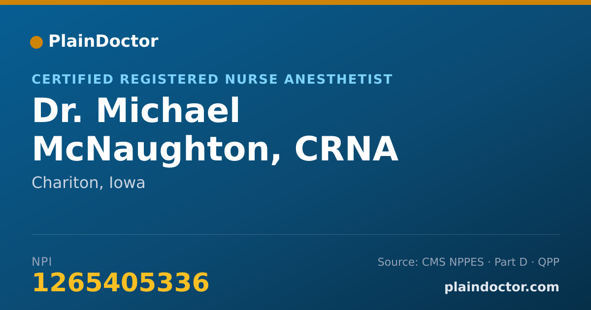 Shareable card for Michael McNaughton, CRNA - Certified Registered Nurse Anesthetist, Chariton, IA