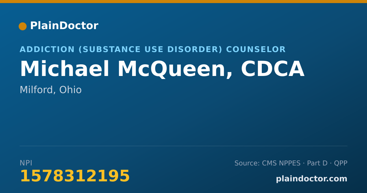 Shareable card for Michael McQueen, CDCA - Addiction (Substance Use Disorder) Counselor, Milford, OH