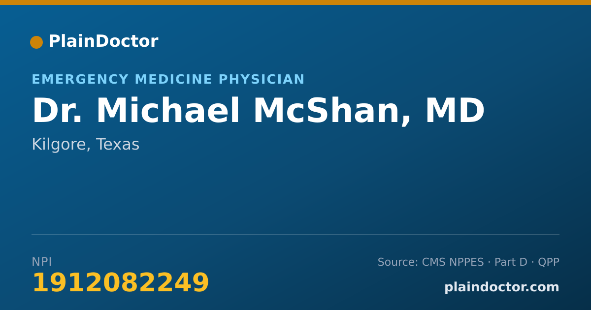 Shareable card for Michael McShan, MD - Emergency Medicine Physician, Kilgore, TX