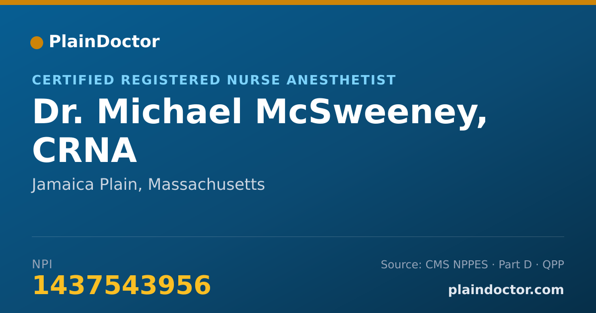 Shareable card for Michael McSweeney, CRNA - Certified Registered Nurse Anesthetist, Jamaica Plain, MA