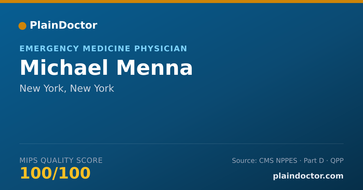 Shareable card for Michael Menna - Emergency Medicine Physician, New York, NY