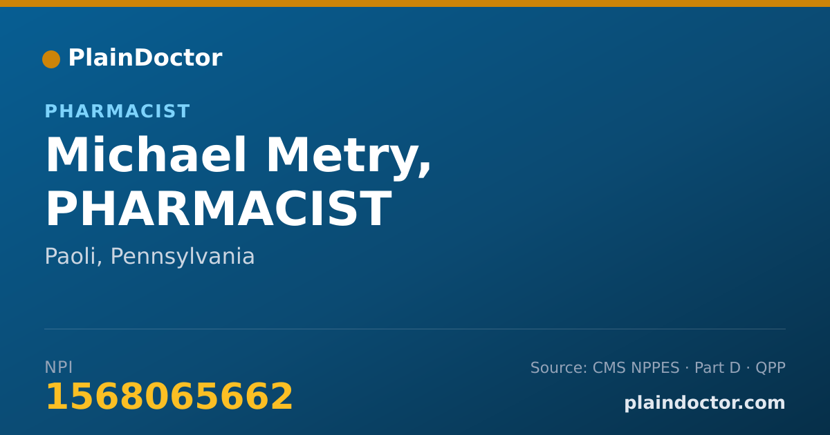 Shareable card for Michael Metry, PHARMACIST - Pharmacist, Paoli, PA