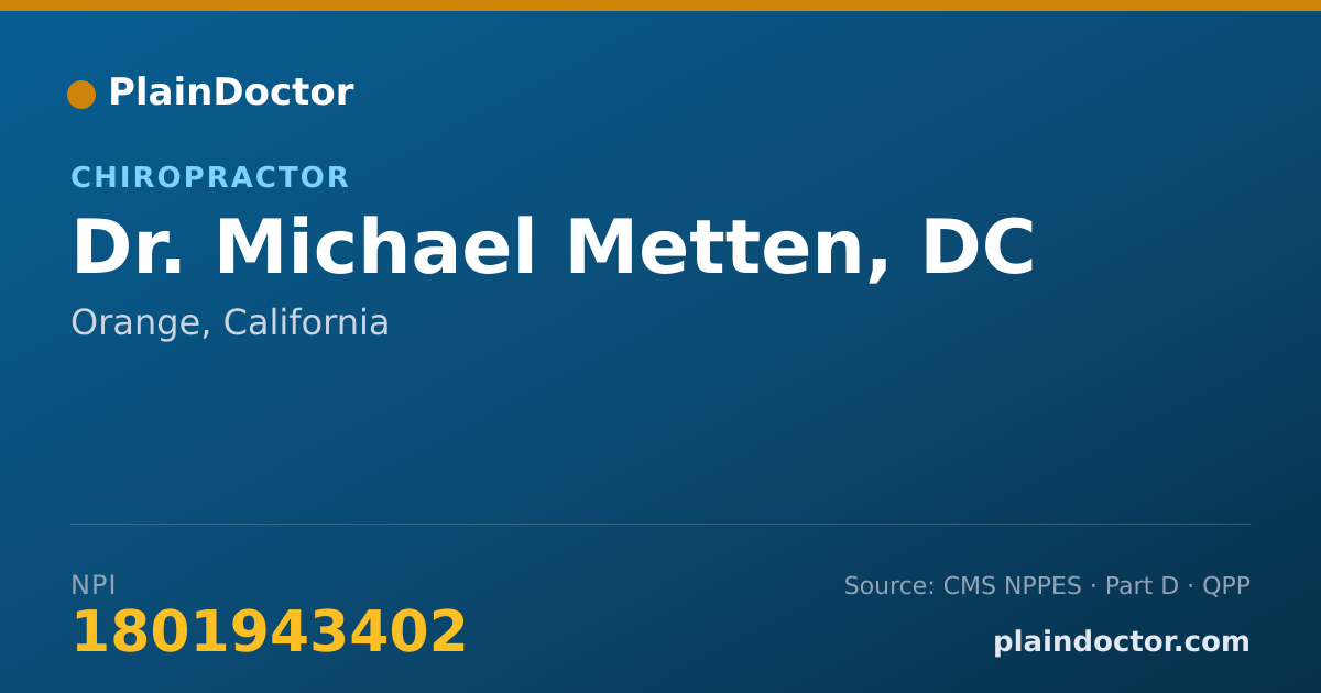 Shareable card for Michael Metten, DC - Chiropractor, Orange, CA