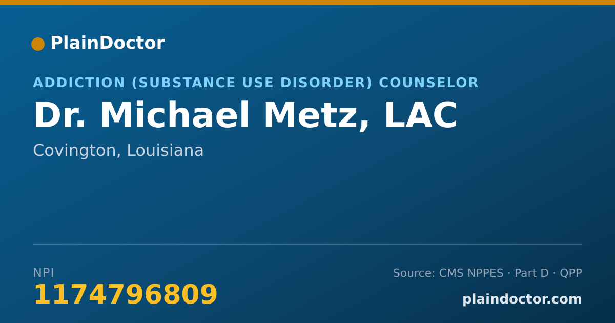 Shareable card for Michael Metz, LAC - Addiction (Substance Use Disorder) Counselor, Covington, LA