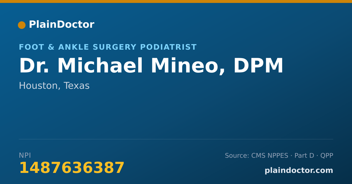 Shareable card for Michael Mineo, DPM - Foot & Ankle Surgery Podiatrist, Houston, TX