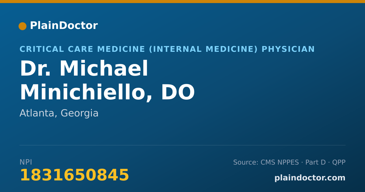 Shareable card for Michael Minichiello, DO - Critical Care Medicine (Internal Medicine) Physician, Atlanta, GA