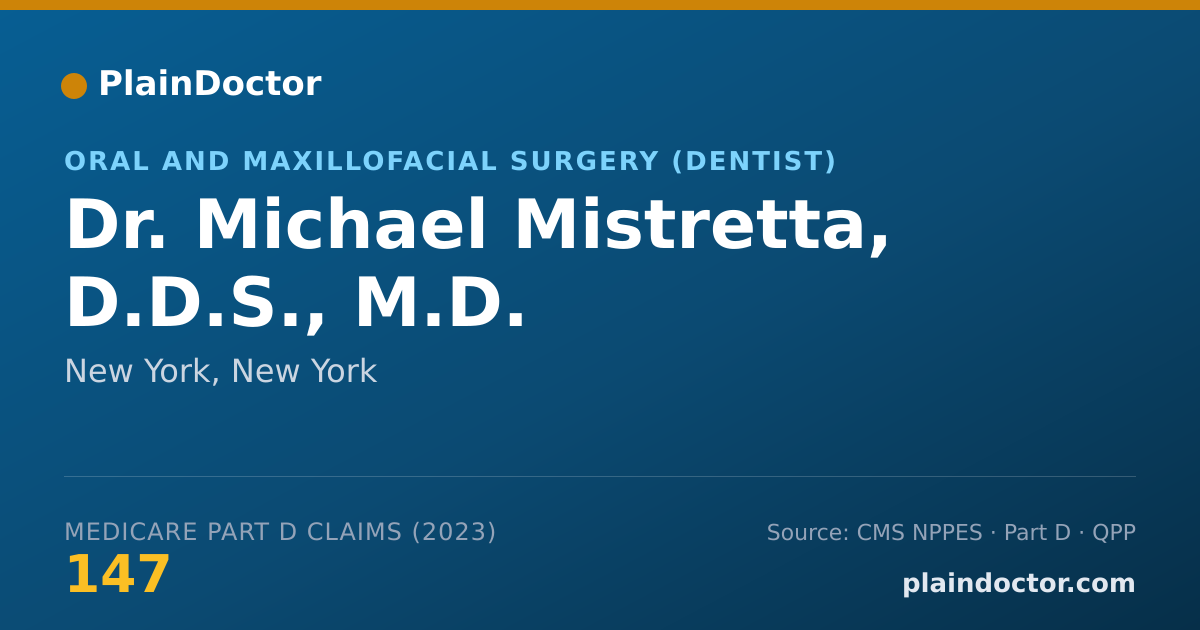 Shareable card for Michael Mistretta, D.D.S., M.D. - Oral and Maxillofacial Surgery (Dentist), New York, NY