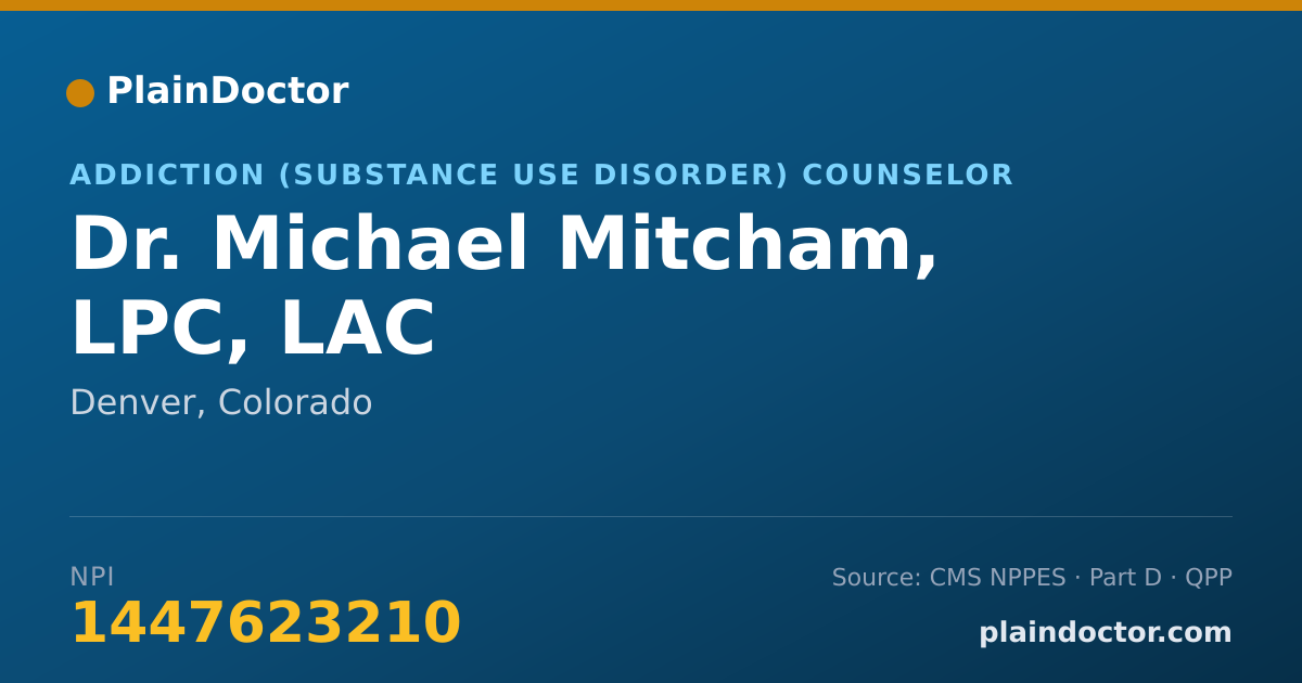 Shareable card for Michael Mitcham, LPC, LAC - Addiction (Substance Use Disorder) Counselor, Denver, CO