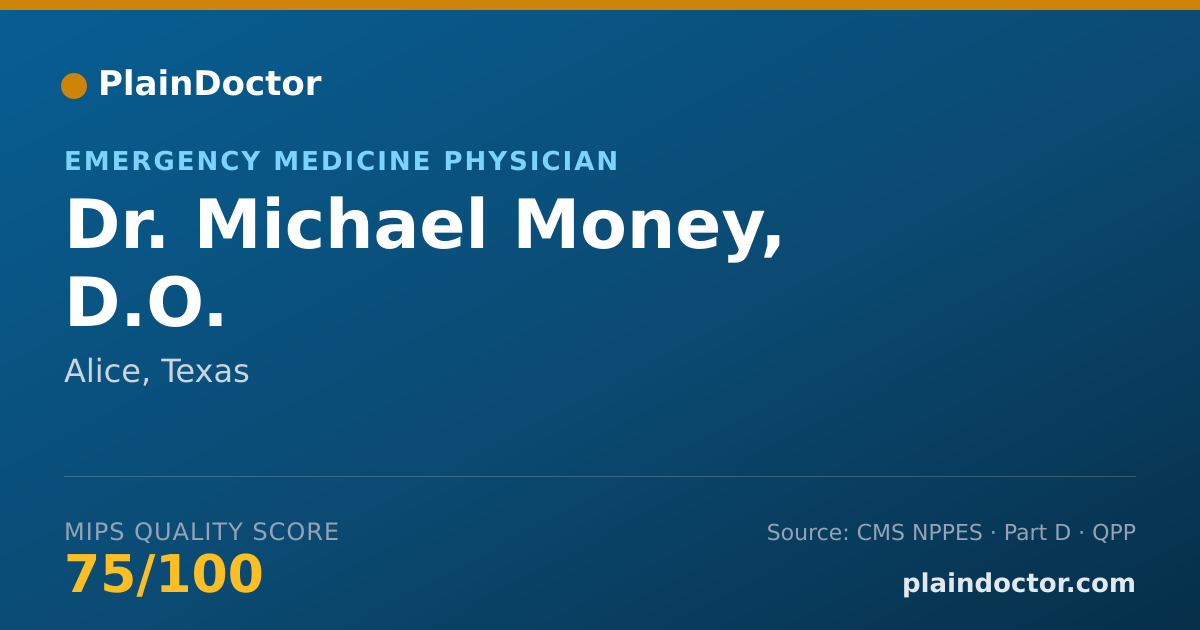 Shareable card for Michael Money, D.O. - Emergency Medicine Physician, Alice, TX