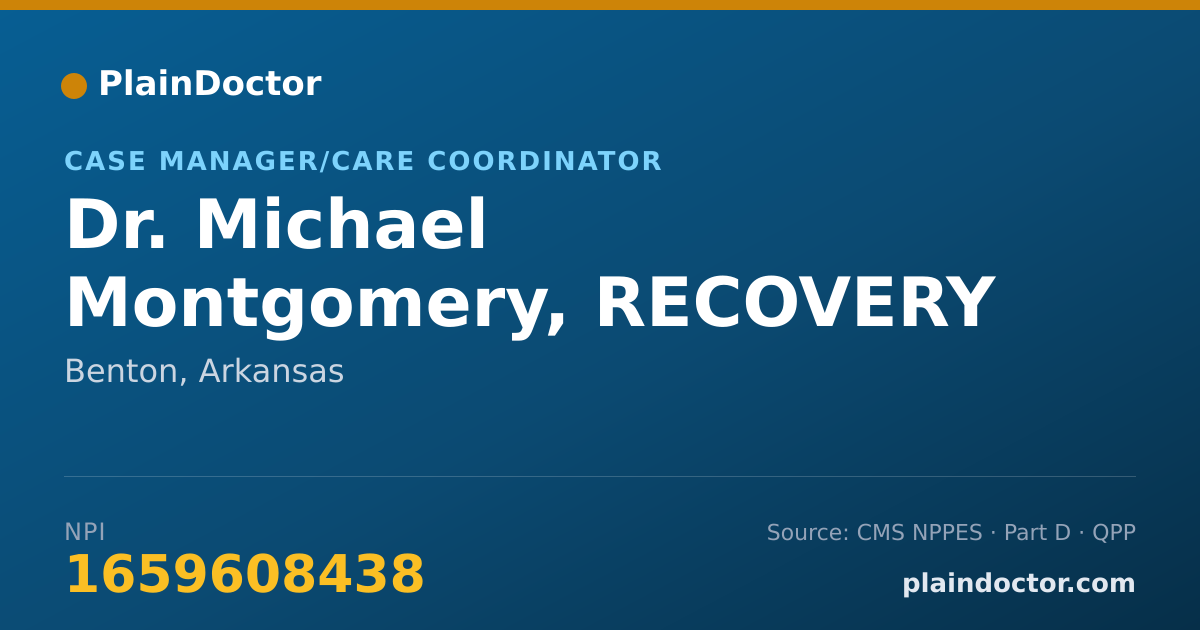 Shareable card for Michael Montgomery, RECOVERY ASSISTANT - Case Manager/Care Coordinator, Benton, AR