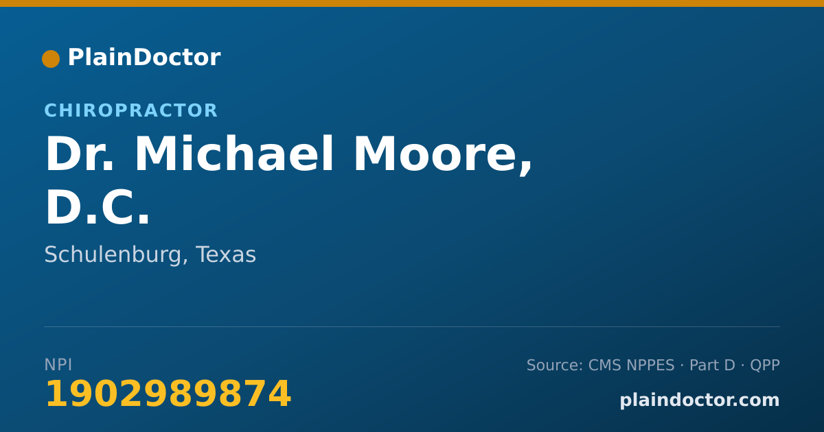 Shareable card for Michael Moore, D.C. - Chiropractor, Schulenburg, TX