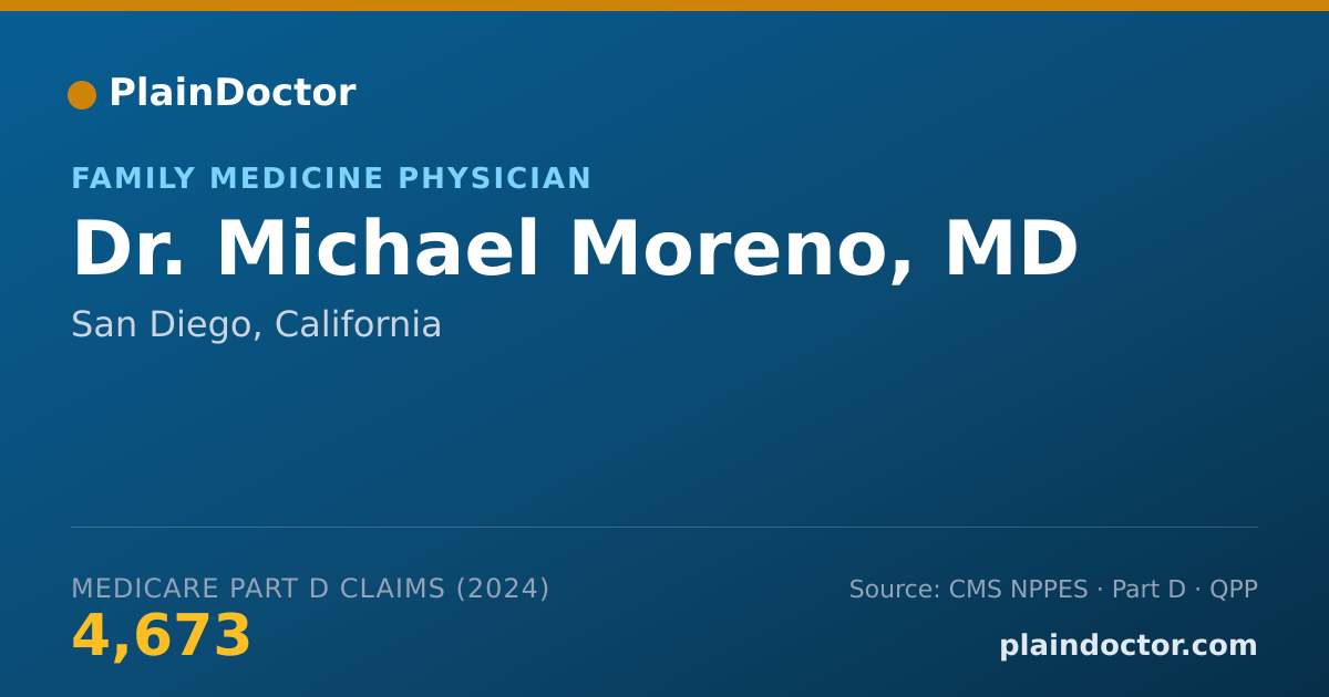 Shareable card for Michael Moreno, MD - Family Medicine Physician, San Diego, CA
