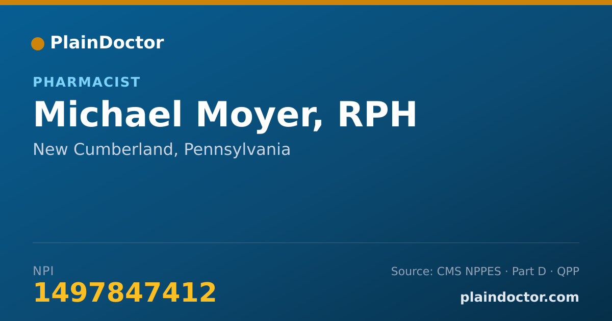 Shareable card for Michael Moyer, RPH - Pharmacist, New Cumberland, PA