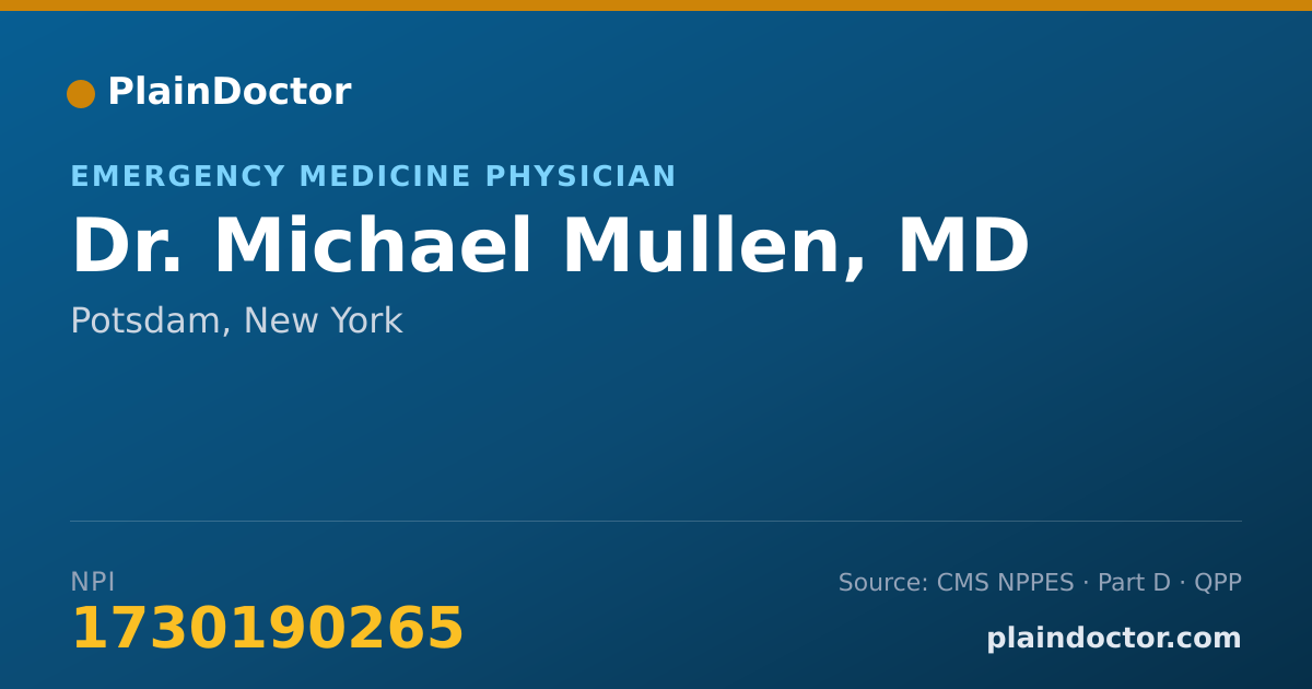 Shareable card for Michael Mullen, MD - Emergency Medicine Physician, Potsdam, NY