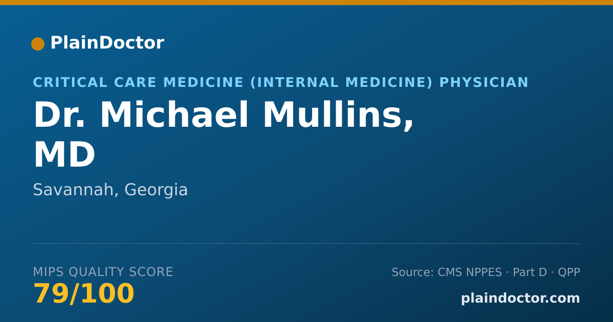 Shareable card for Michael Mullins, MD - Critical Care Medicine (Internal Medicine) Physician, Savannah, GA