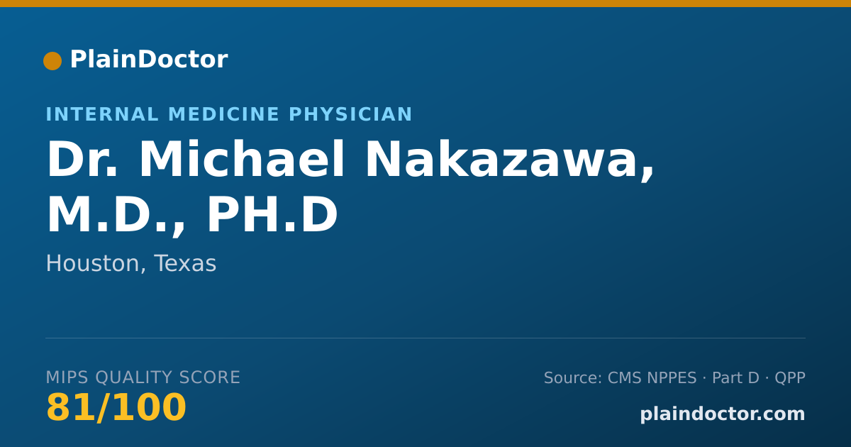Shareable card for Michael Nakazawa, M.D., PH.D - Internal Medicine Physician, Houston, TX