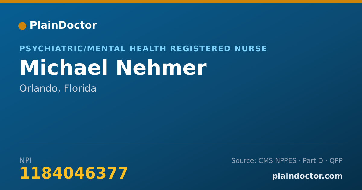 Shareable card for Michael Nehmer - Psychiatric/Mental Health Registered Nurse, Orlando, FL