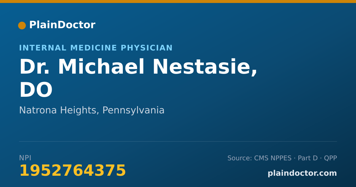 Shareable card for Michael Nestasie, DO - Internal Medicine Physician, Natrona Heights, PA