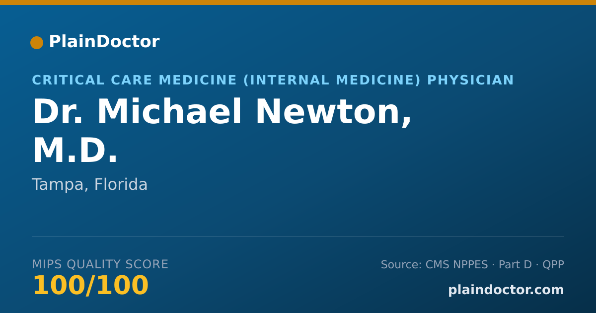 Shareable card for Michael Newton, M.D. - Critical Care Medicine (Internal Medicine) Physician, Tampa, FL
