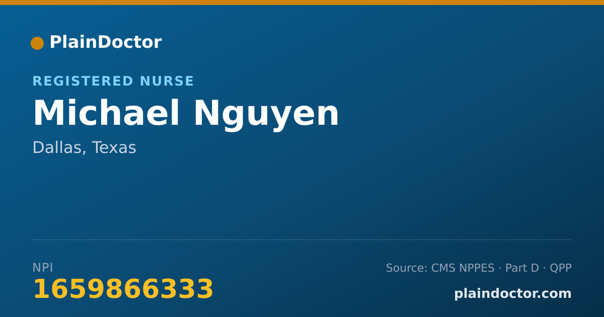Shareable card for Michael Nguyen - Registered Nurse, Dallas, TX