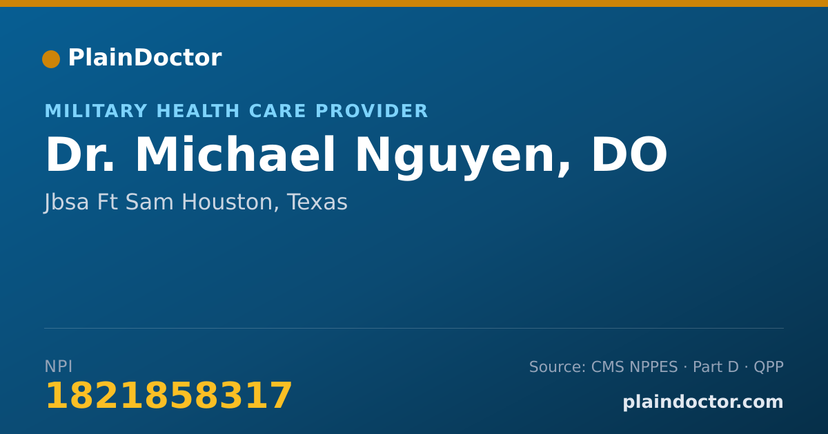 Shareable card for Michael Nguyen, DO - Military Health Care Provider, Jbsa Ft Sam Houston, TX