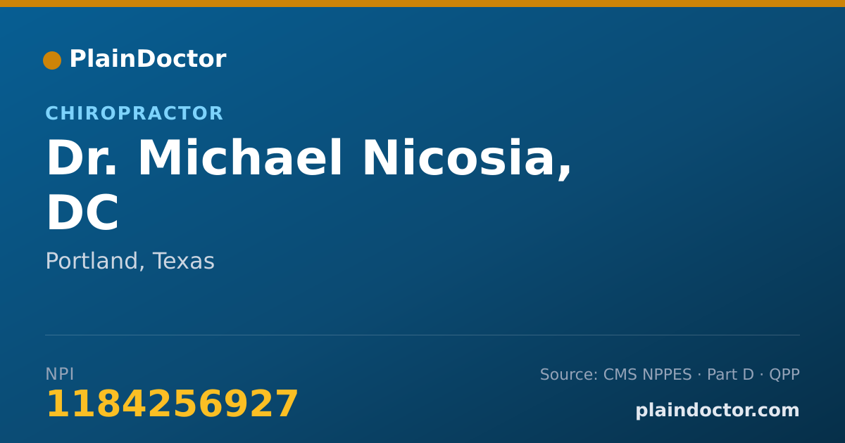 Shareable card for Michael Nicosia, DC - Chiropractor, Portland, TX