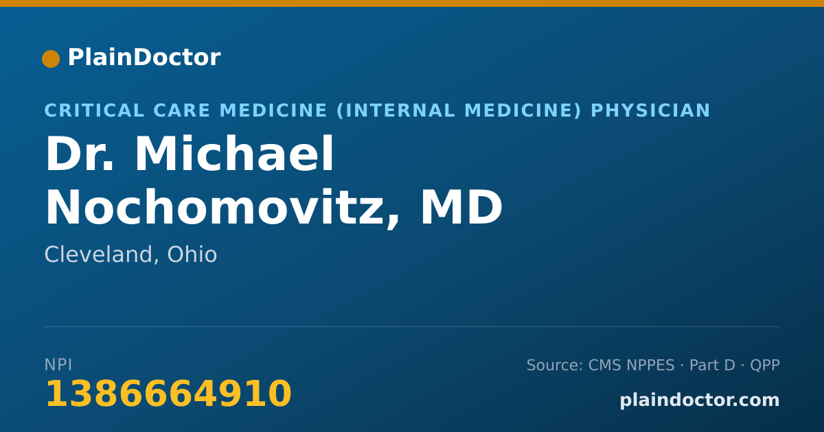 Shareable card for Michael Nochomovitz, MD - Critical Care Medicine (Internal Medicine) Physician, Cleveland, OH