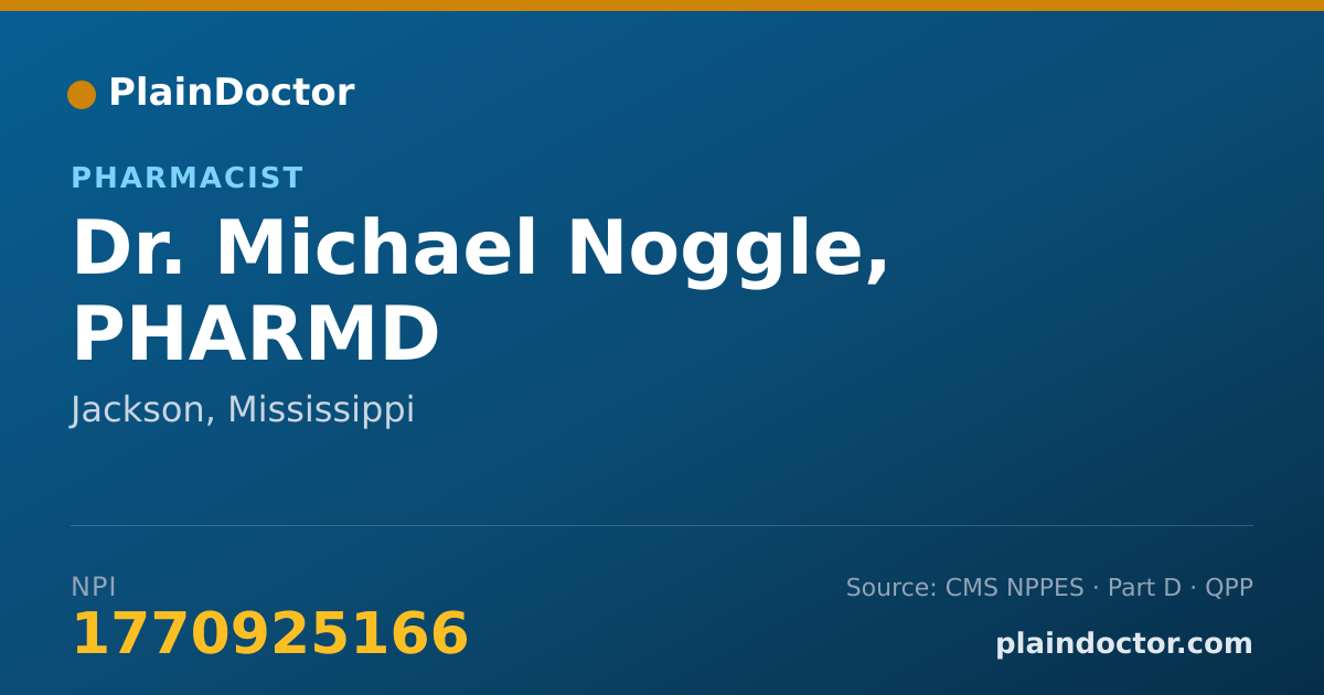 Shareable card for Michael Noggle, PHARMD - Pharmacist, Jackson, MS