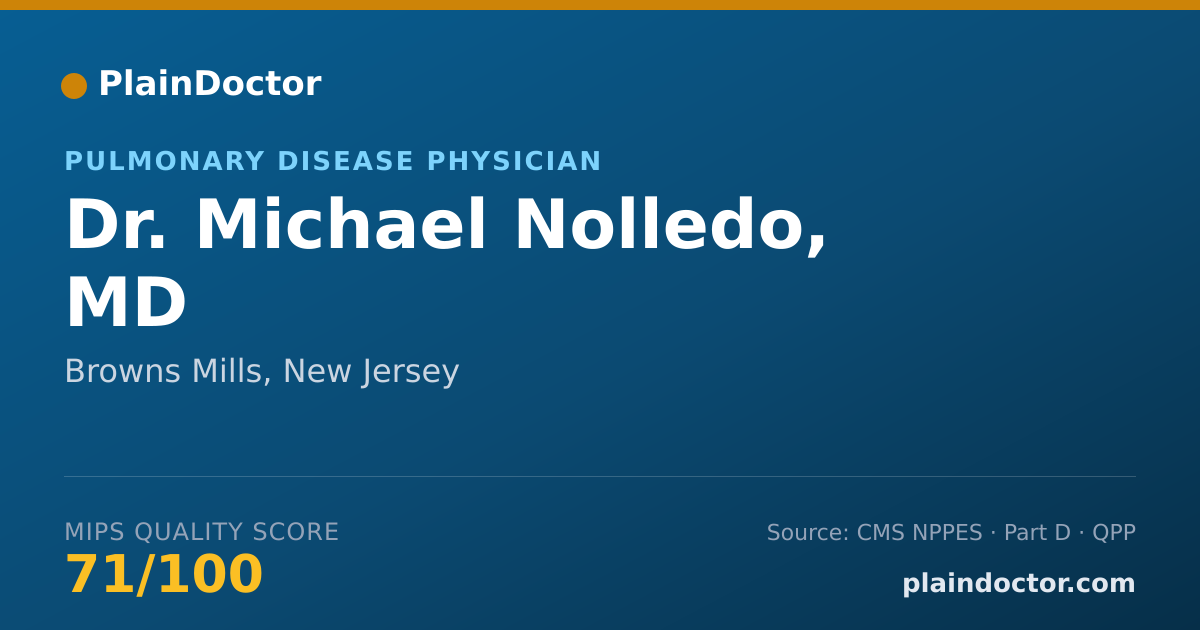 Shareable card for Michael Nolledo, MD - Pulmonary Disease Physician, Browns Mills, NJ