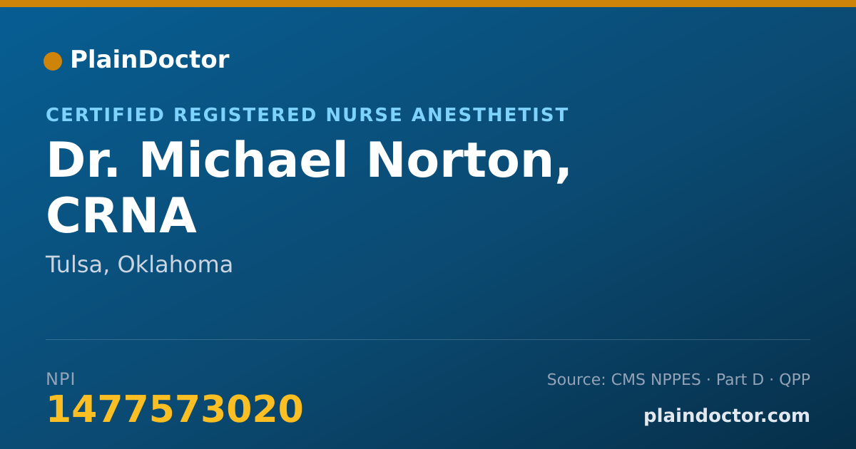Shareable card for Michael Norton, CRNA - Certified Registered Nurse Anesthetist, Tulsa, OK