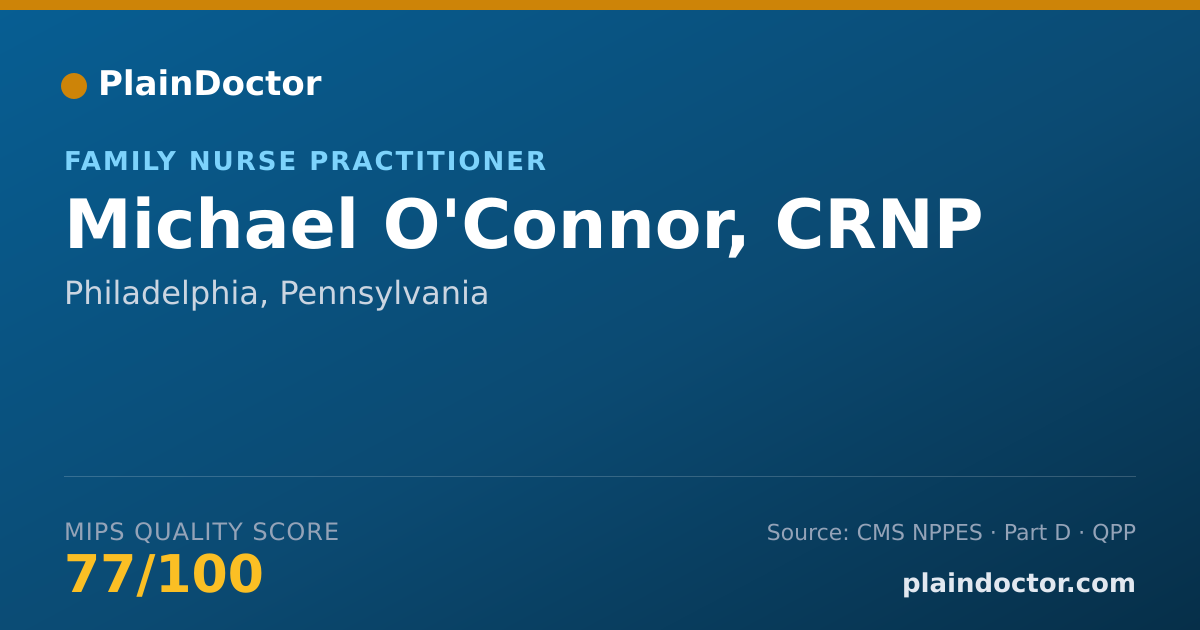 Shareable card for Michael O'Connor, CRNP - Family Nurse Practitioner, Philadelphia, PA