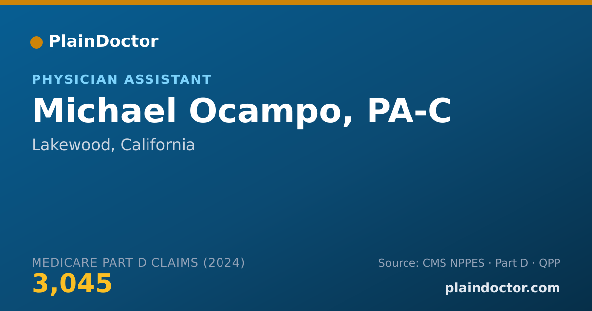 Shareable card for Michael Ocampo, PA-C - Physician Assistant, Lakewood, CA