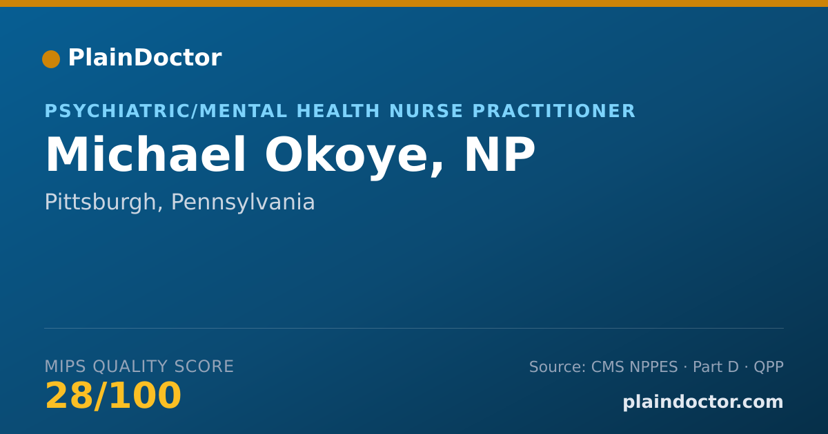 Shareable card for Michael Okoye, NP - Adult Health Nurse Practitioner, Pittsburgh, PA