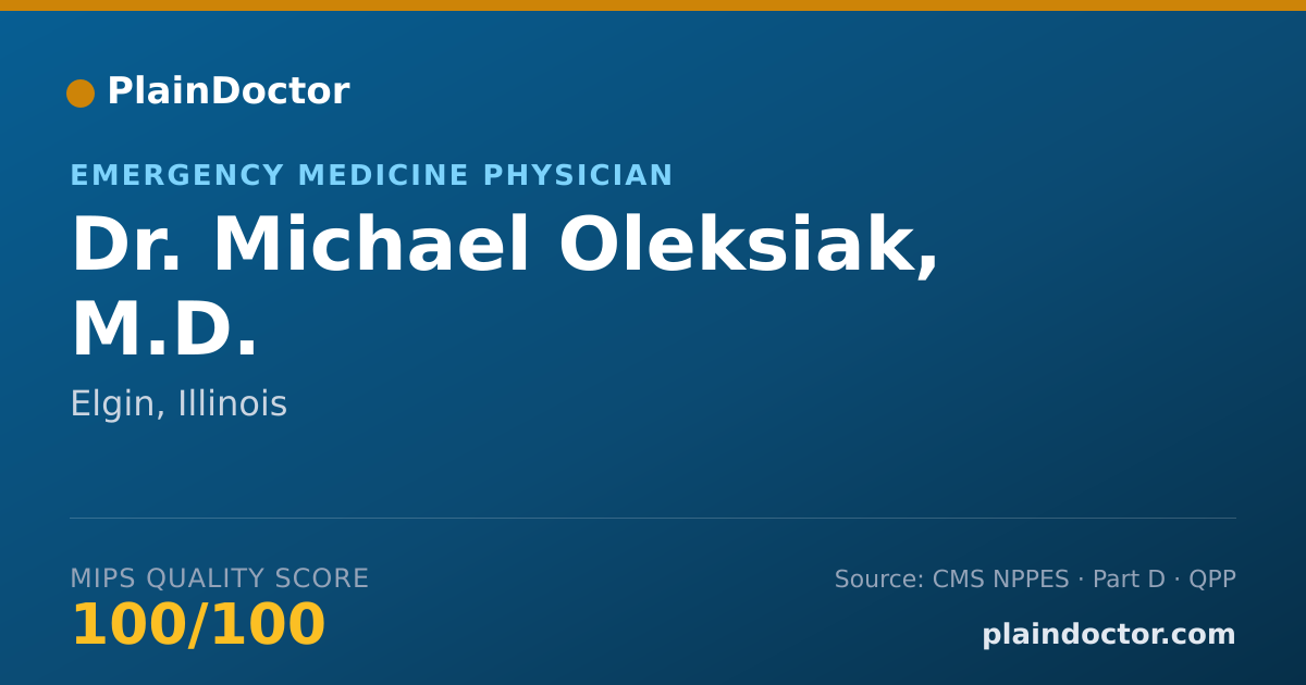 Shareable card for Michael Oleksiak, M.D. - Emergency Medicine Physician, Elgin, IL