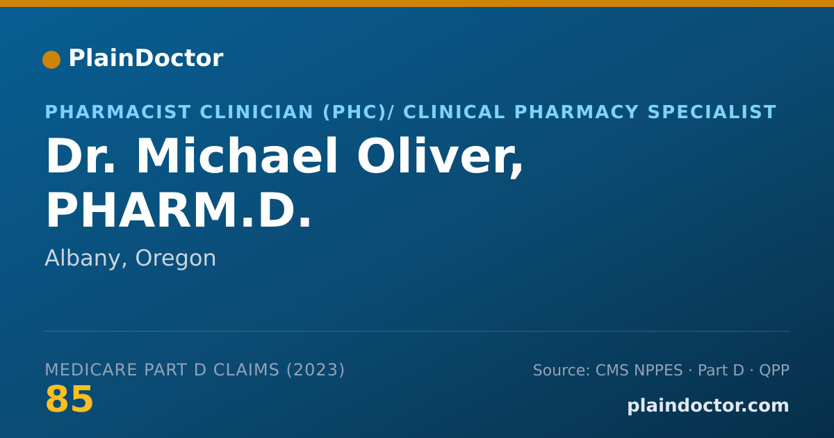 Shareable card for Michael Oliver, PHARM.D. - Pharmacist Clinician (PhC)/ Clinical Pharmacy Specialist, Albany, OR
