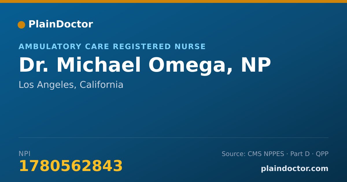Shareable card for Michael Omega, NP - Ambulatory Care Registered Nurse, Los Angeles, CA