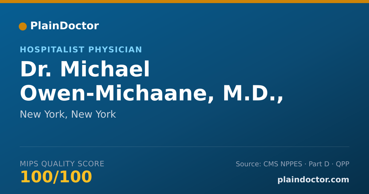 Shareable card for Michael Owen-Michaane, M.D., M.A. - Hospitalist Physician, New York, NY