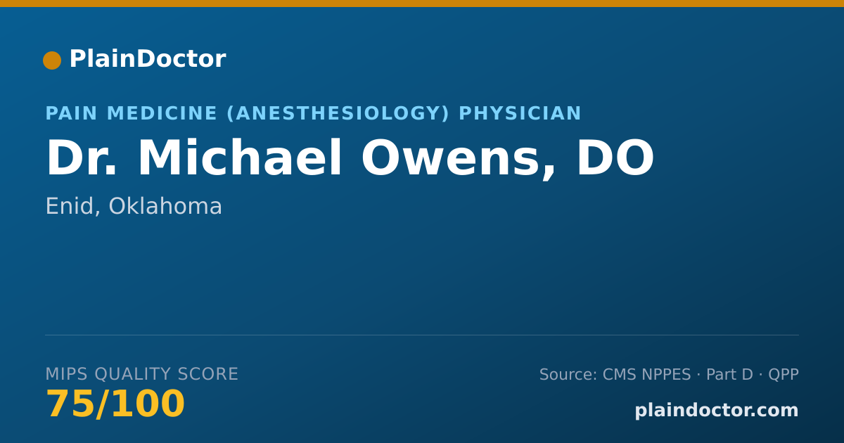 Shareable card for Michael Owens, DO - Pain Medicine (Anesthesiology) Physician, Enid, OK