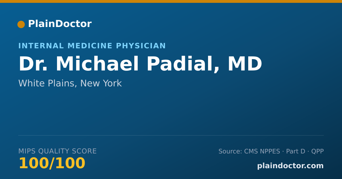 Shareable card for Michael Padial, MD - Internal Medicine Physician, White Plains, NY