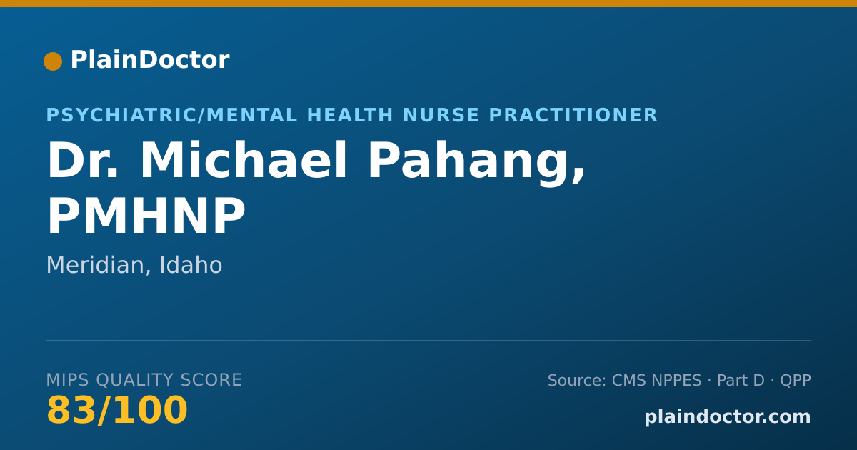 Shareable card for Michael Pahang, PMHNP - Psychiatric/Mental Health Nurse Practitioner, Meridian, ID