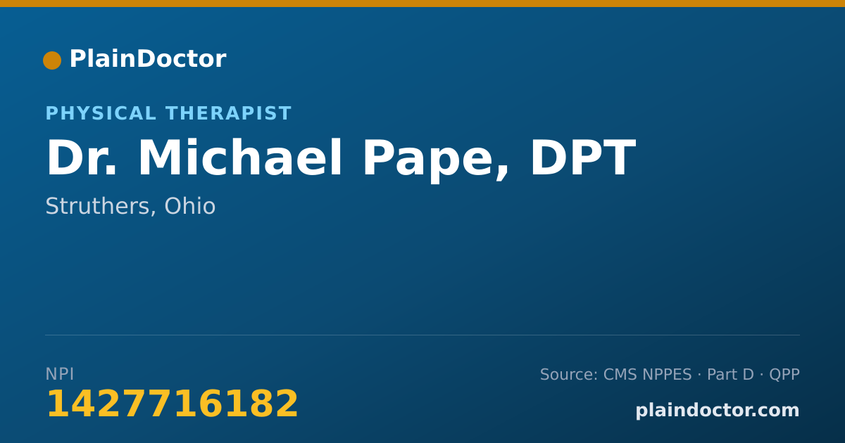 Shareable card for Michael Pape, DPT - Physical Therapist, Struthers, OH