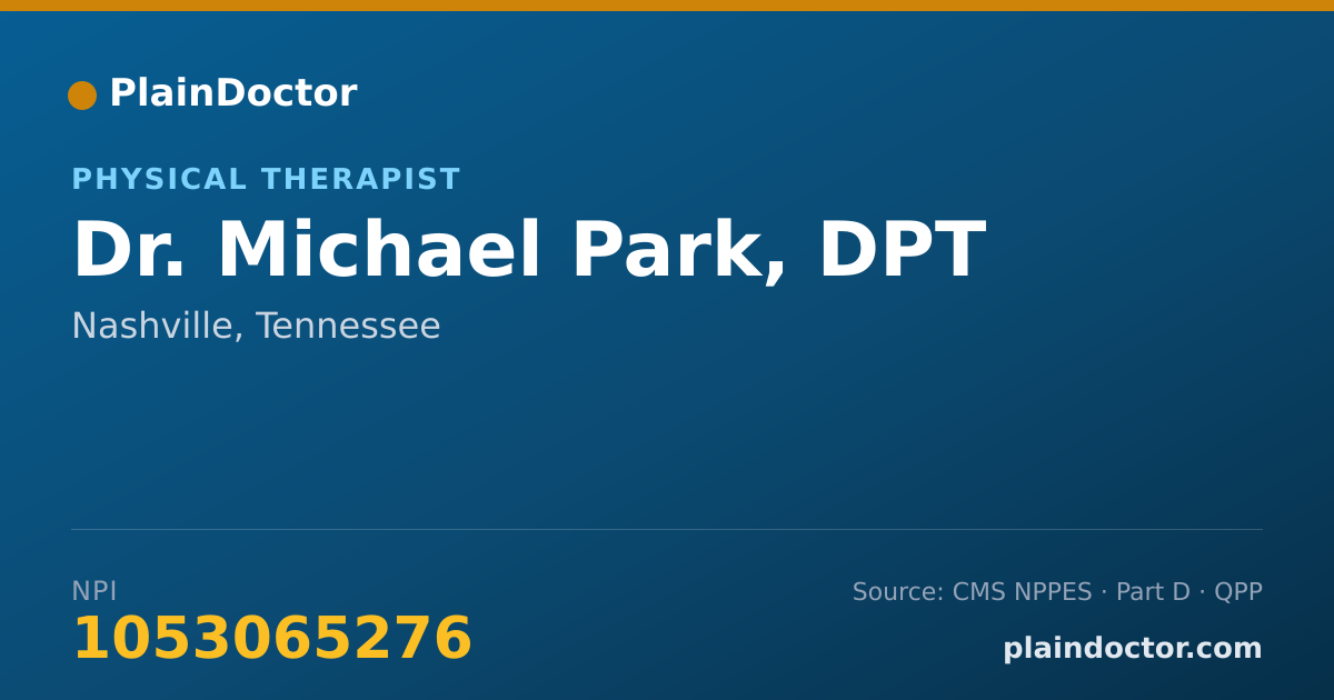 Shareable card for Michael Park, DPT - Physical Therapist, Nashville, TN