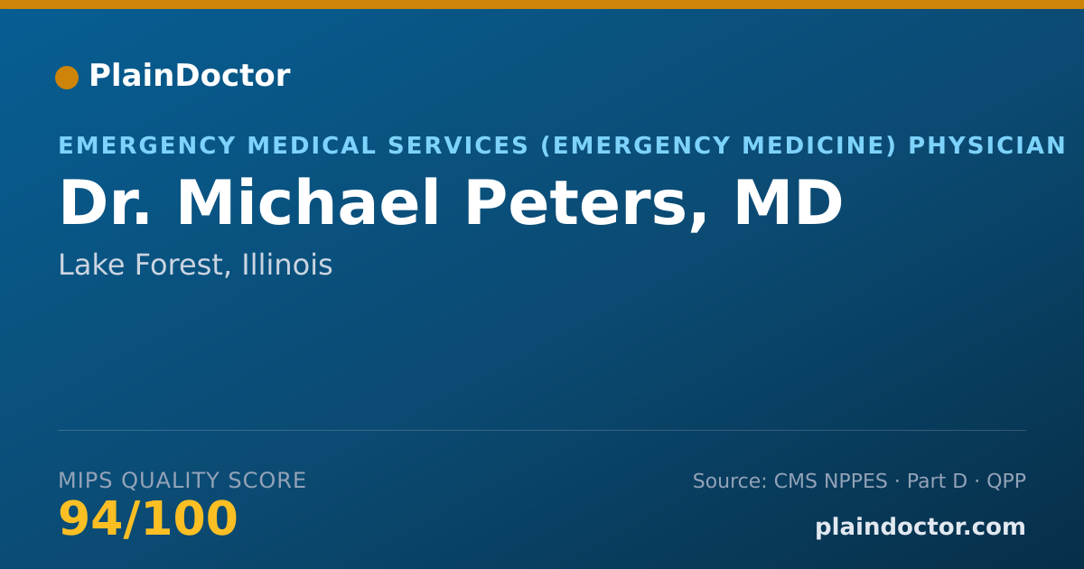 Shareable card for Michael Peters, MD - Emergency Medical Services (Emergency Medicine) Physician, Lake Forest, IL