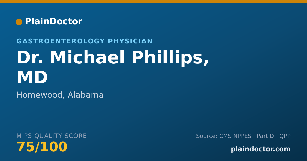 Shareable card for Michael Phillips, MD - Gastroenterology Physician, Homewood, AL